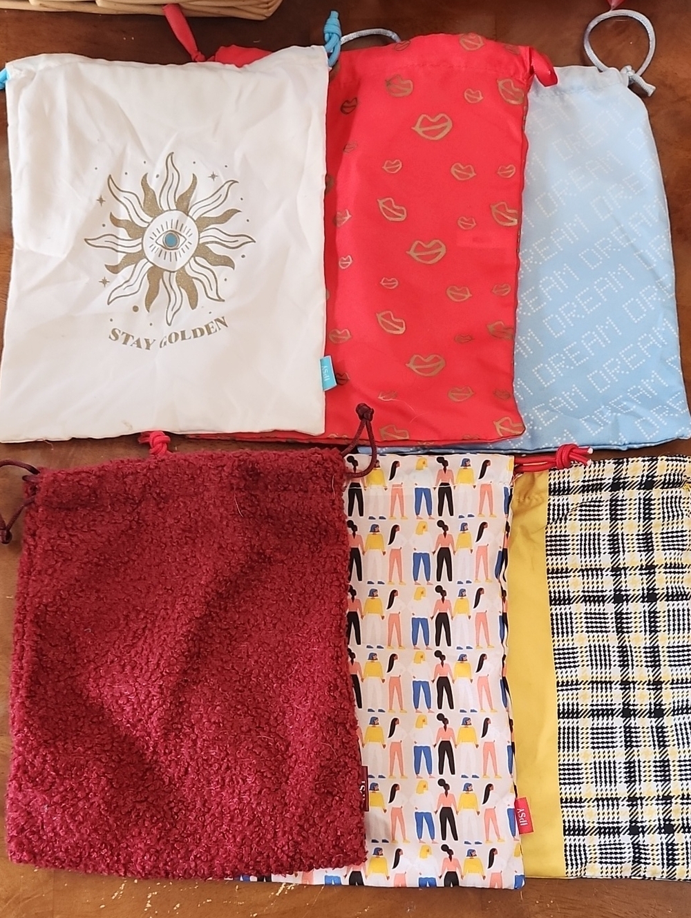 Ipsy Multicolor Drawstring Pouch Set, Cosmetic Travel Organizers‎